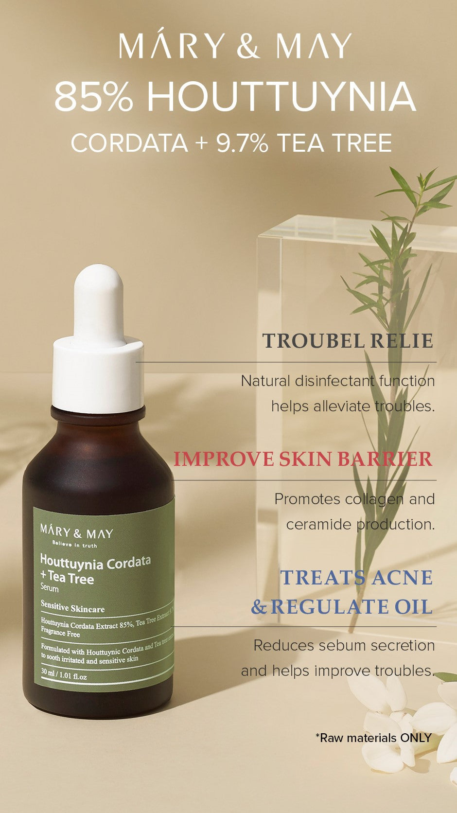 [MARY&MAY] Houttuynia Cordata +Tea Tree Serum - 30ml