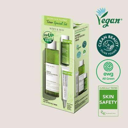 [Mary&May] Vegan CICA Tea Tree Toner Special Set (200ml+30ml+Eye cream 12g)